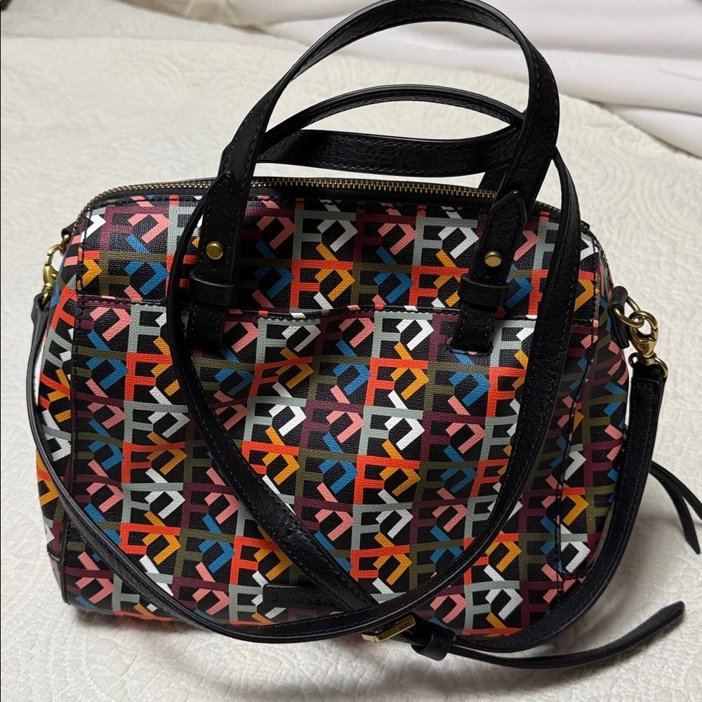 Fossil Colorful Patterned Handbag and Wallet Set